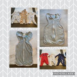 Safe sleep pajama and swaddle up sleep sack set
